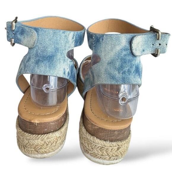 Soda Women's Blue Denim Espadrille Platform Sandals Size 8 - Picture 8 of 8